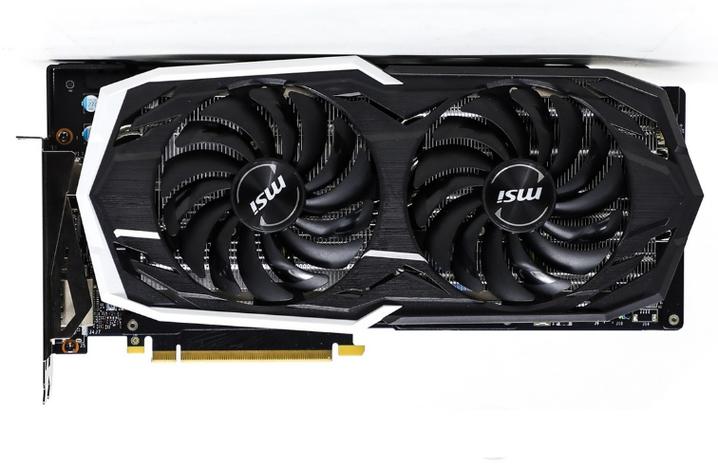 MSI GeForce RTX graphics card close-up showing design and fans