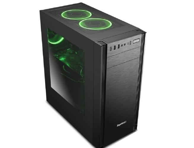 Black mid tower PC case with modern design