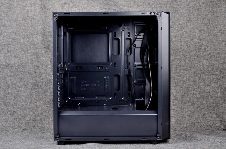 Sleek black PC case exterior view