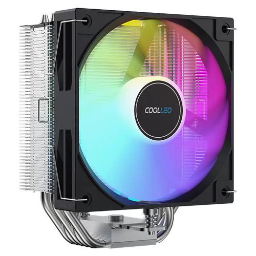 CPU air cooler close-up with RGB lighting