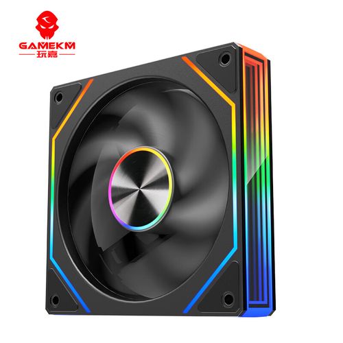 Computer case interior with illuminated fans