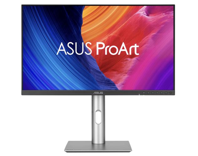 Professional monitor on desk with adjustable stand