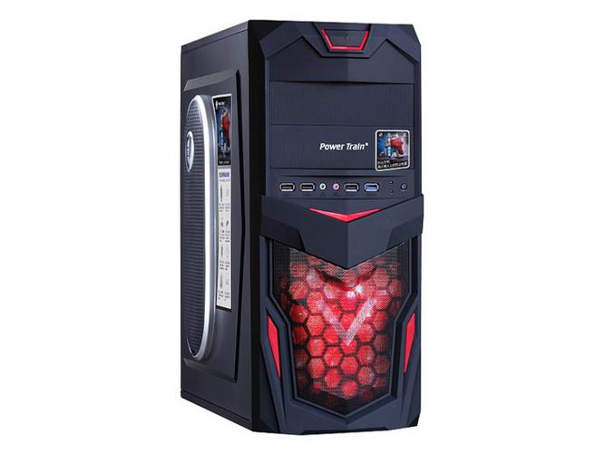 Gaming PC setup with cooling fans