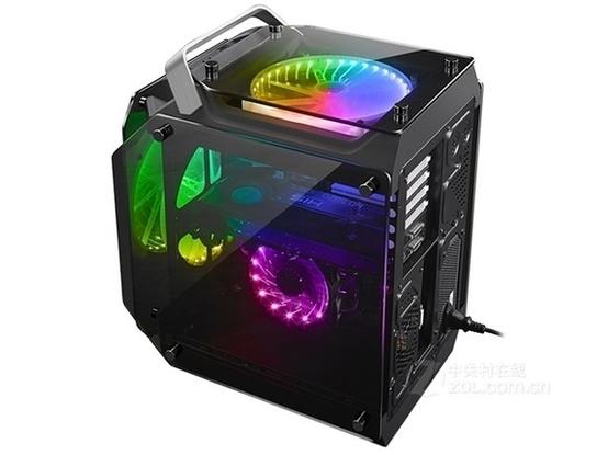 Gaming PC setup with LED lighting