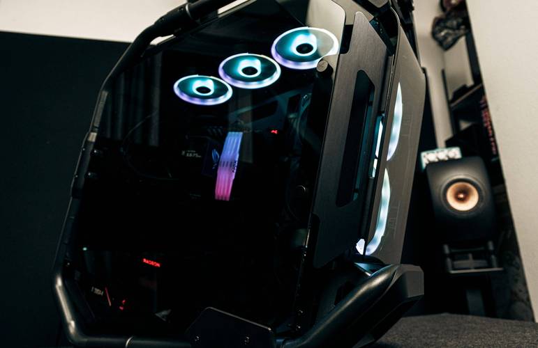 Close-up of PC case design details