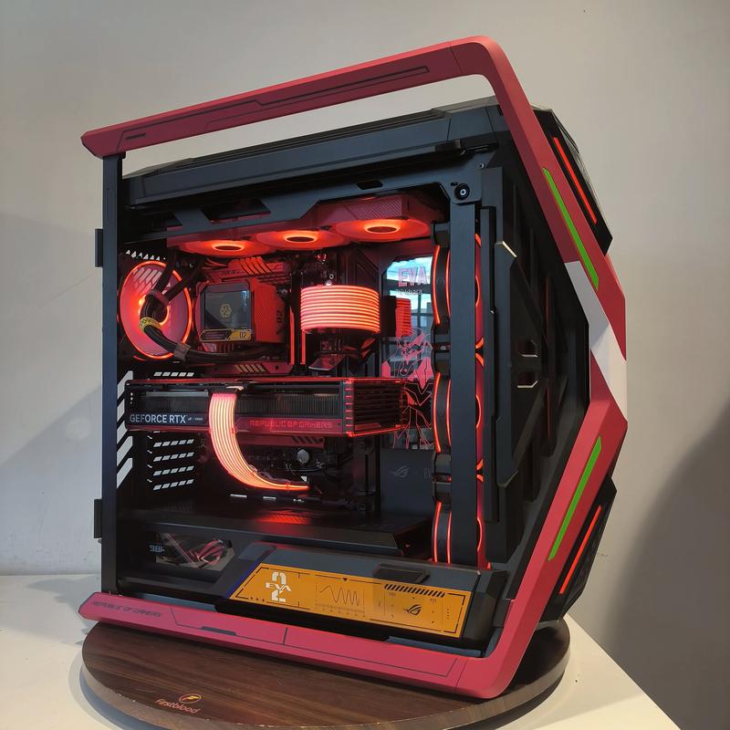 Close-up of PC water cooling setup