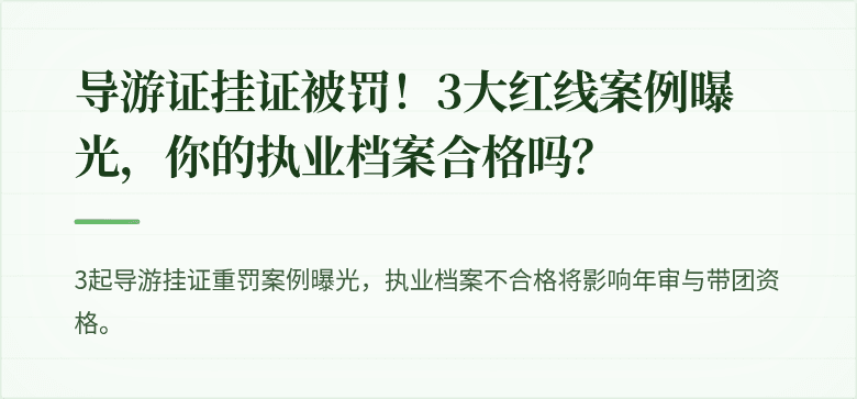 导游证挂证被罚！3大红线案例曝光，你的执业档案合格吗？