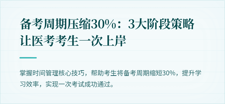 备考周期压缩30%：3大阶段策略让医考考生一次上岸