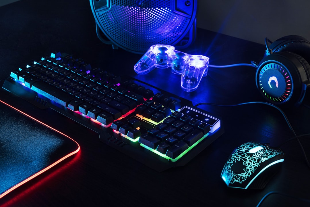 Gamer playing FPS game with mouse and keyboard