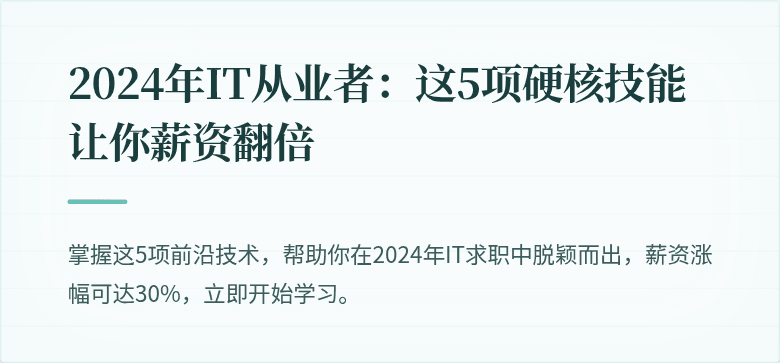 2024年IT从业者：这5项硬核技能让你薪资翻倍