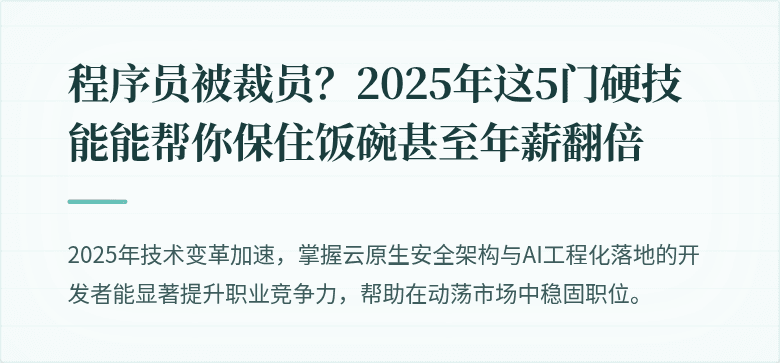 程序员被裁员？2025年这5门硬技能能帮你保住饭碗甚至年薪翻倍
