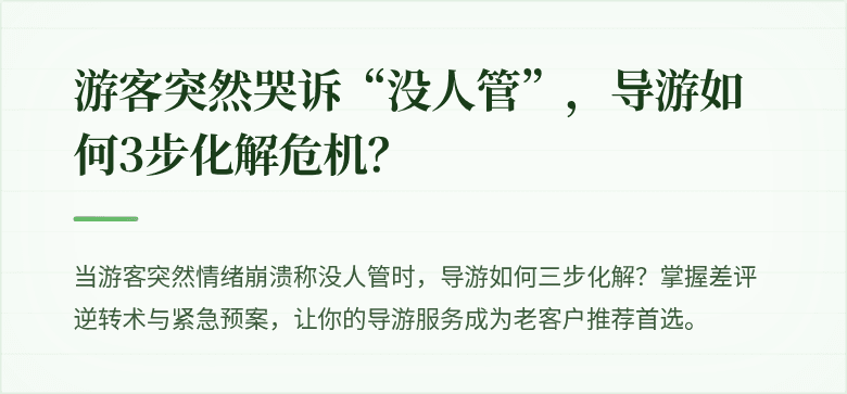 游客突然哭诉“没人管”，导游如何3步化解危机？