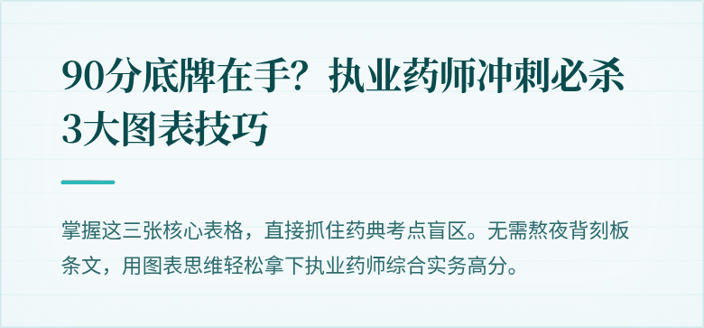90分底牌在手？执业药师冲刺必杀3大图表技巧