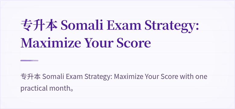 专升本 Somali Exam Strategy: Maximize Your Score