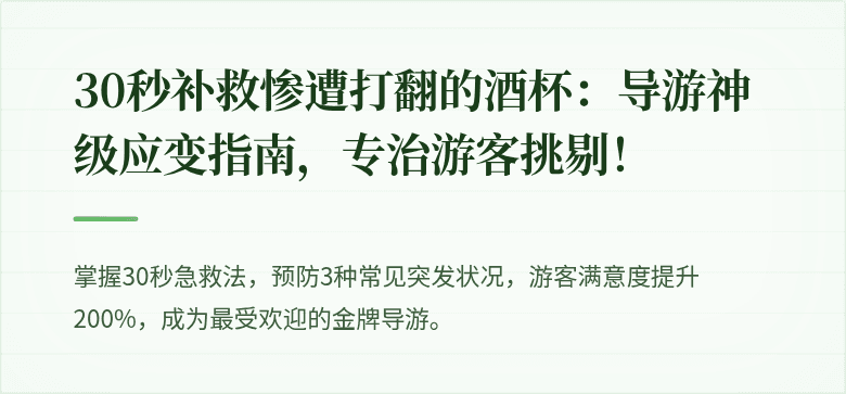 30秒补救惨遭打翻的酒杯：导游神级应变指南，专治游客挑剔！