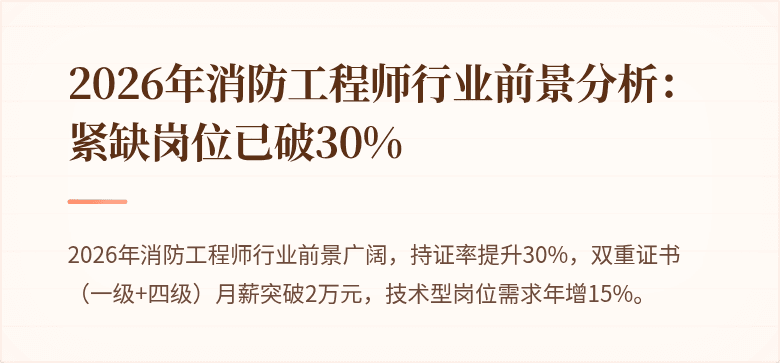 2026年消防工程师行业前景分析：紧缺岗位已破30%