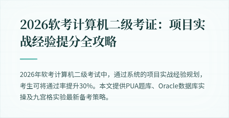2026软考计算机二级考证：项目实战经验提分全攻略