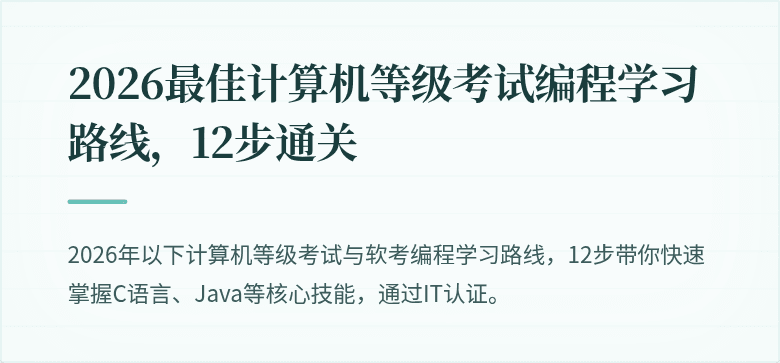 2026最佳计算机等级考试编程学习路线，12步通关