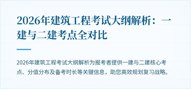 2026年建筑工程考试大纲解析:一建与二建考点全对比