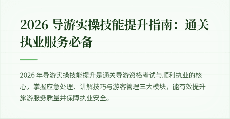 2026 导游实操技能提升指南：通关执业服务必备