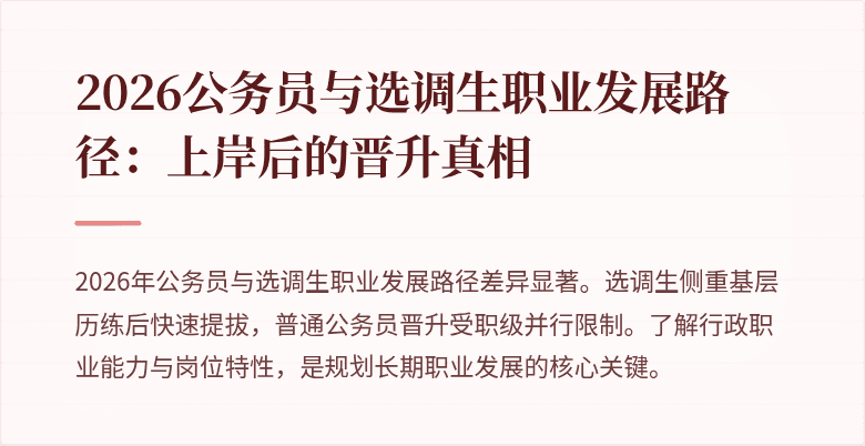 2026公务员与选调生职业发展路径：上岸后的晋升真相