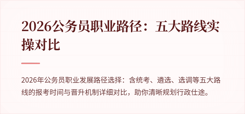 2026公务员职业路径：五大路线实操对比