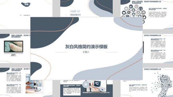 灰白风格简约演示模板