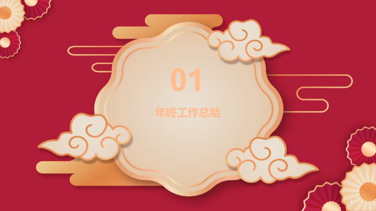 红色复古中式工作总结汇报演示模板 - 第 3 页