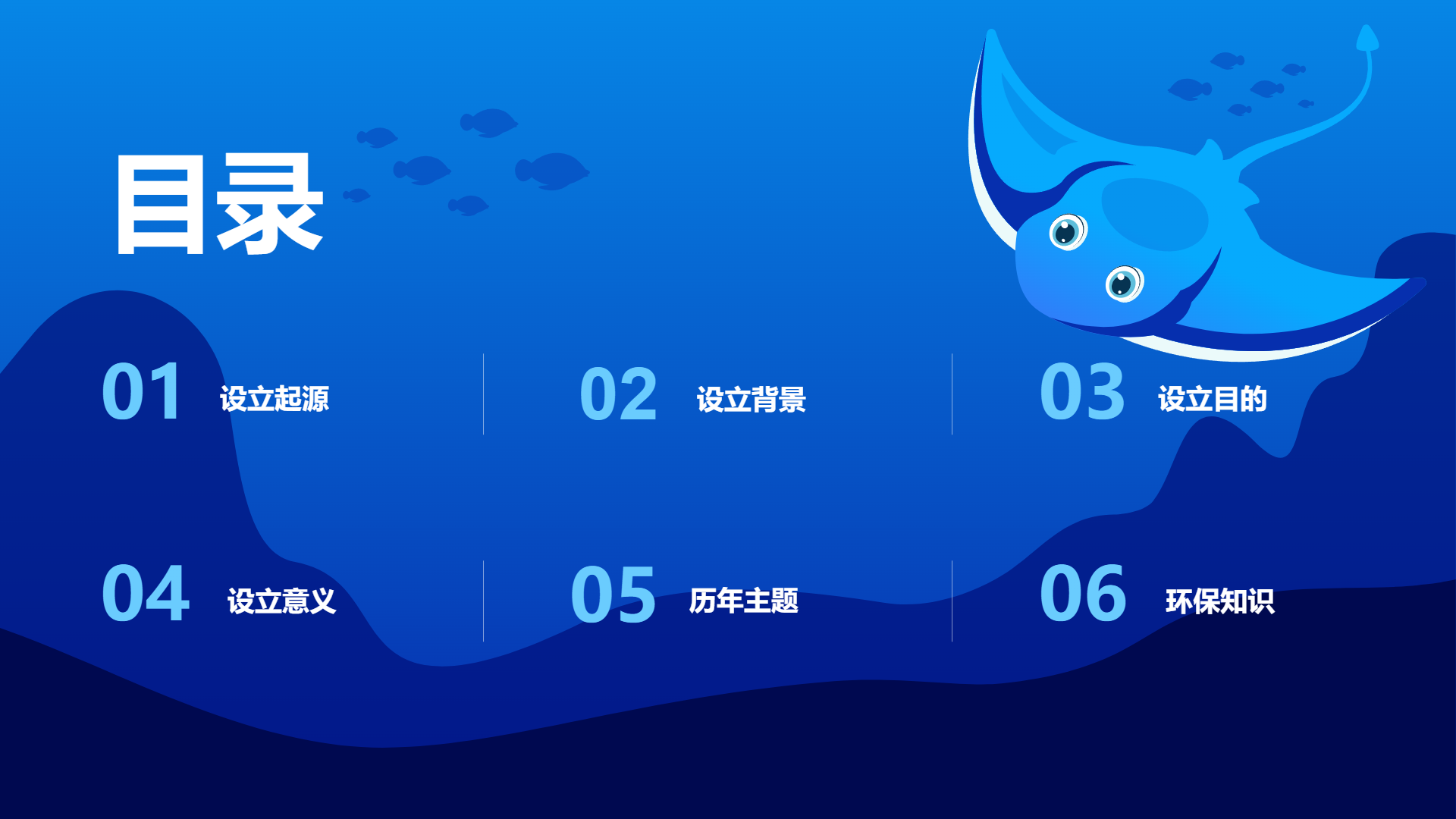 蓝色清新可爱风格海洋主题演示模板 - 第 2 页