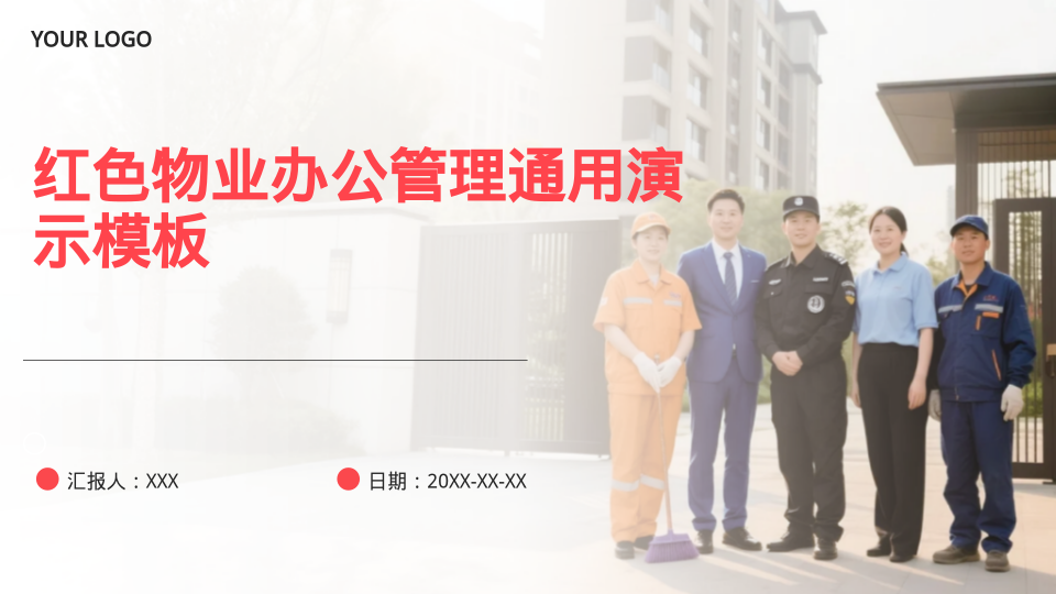 红色物业办公管理通用演示模板