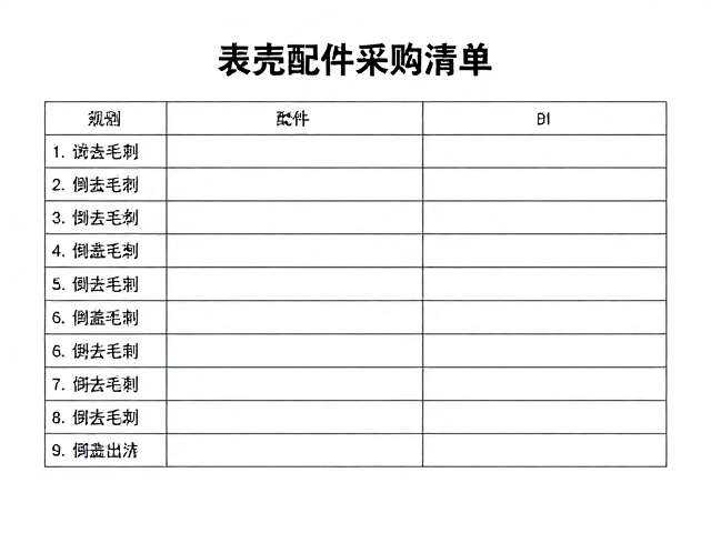 表壳配件采购清单，倒角去毛刺质量与底盖厚度核对技巧