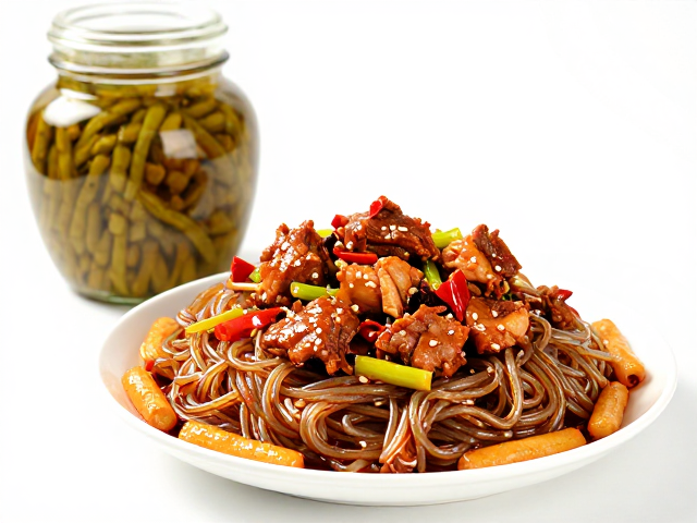 麻辣兔肉配苕粉的风味融合逻辑