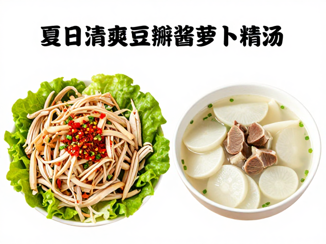 夏日清爽凉拌鸡丝配萝卜牛腩汤，绿色食品与豆瓣酱用量指南