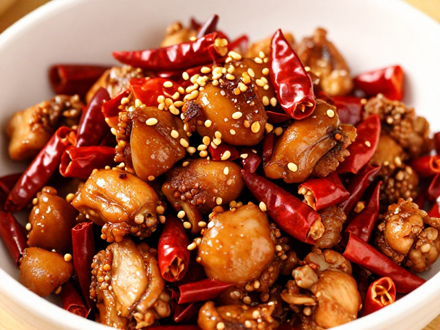 川菜辣子鸡教程，干辣椒去籽烧制，丁块整齐不碎，碗汁提鲜