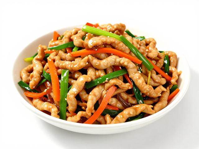 葱香风味的低脂鱼香肉丝食材准备