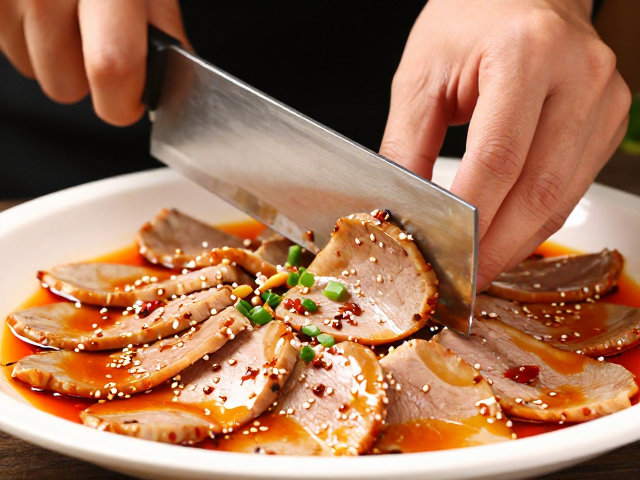宴会必备，成都官府菜红油肉片，刀工与腌制的艺术