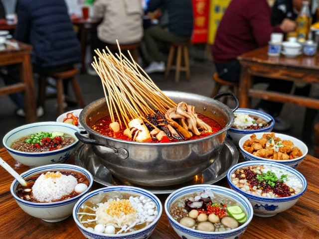 乐山坝坝宴美食图鉴，钵钵鸡、冰粉与茶馆小吃的传承
