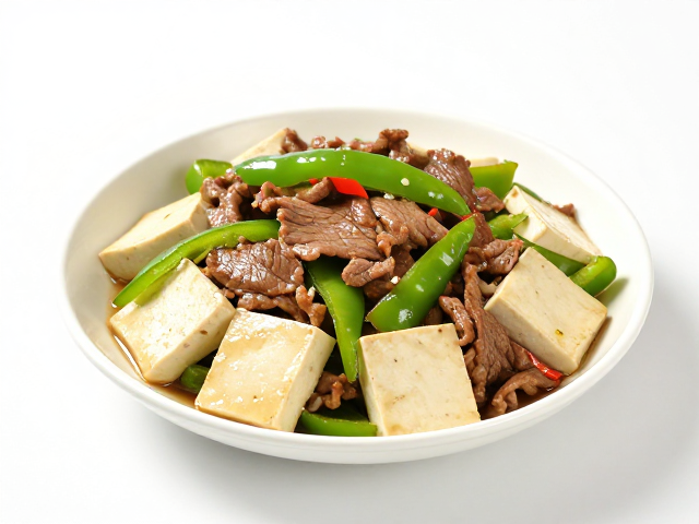 青椒炒牛肉少油版，豆腐，痛风患者也能吃的健康川菜