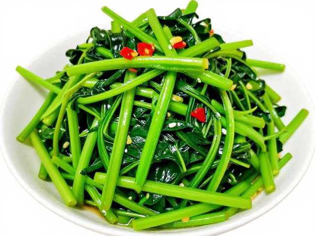 炝炒空心菜秘诀，叶片完整不塌软，搭配麻辣味丝瓜更开胃