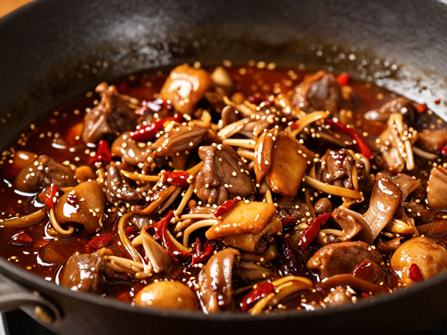 糊辣壳油炼制与兔肉煸炒的火候掌控