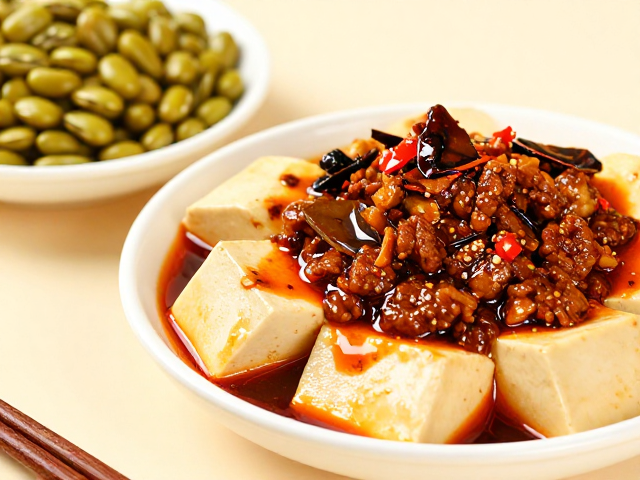 郫县豆瓣酱配泡豇豆，麻婆豆腐正宗做法，牛肉嫩滑不柴