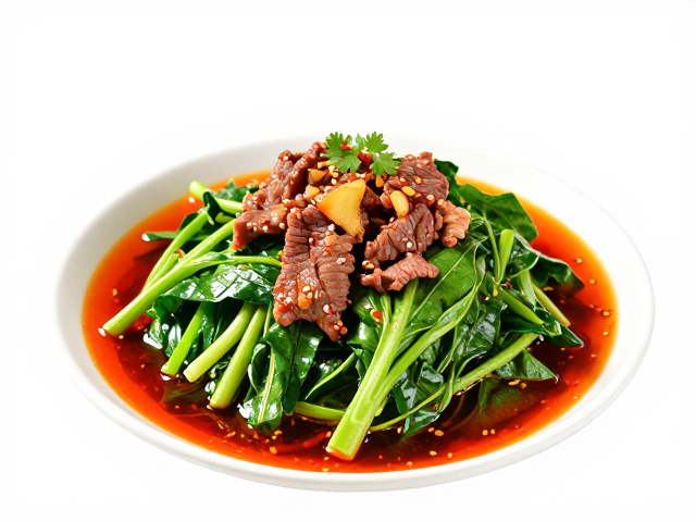 红油与绿叶菜的色彩博弈