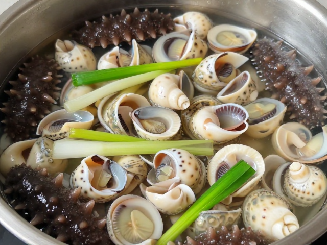 家常螺类料理，多次换水去沙，蒜苗芹菜搭配海参提鲜