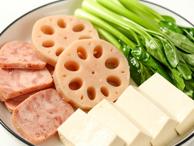 码味上浆技巧，午餐肉莲藕清脆，叶菜嫩豆腐快手家常味