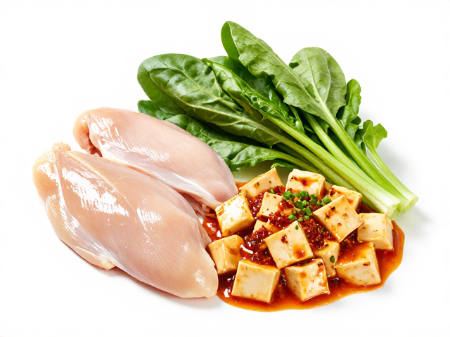 鸡胸肉怎么吃？搭配绿叶菜做麻婆豆腐少盐版，营养均衡低脂