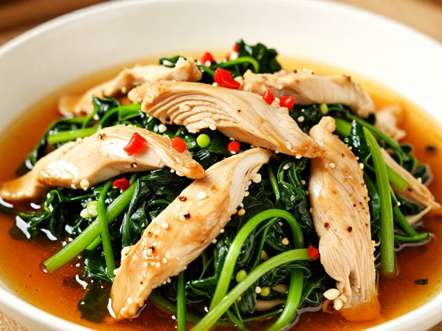 告别味精鸡精，低脂川菜新吃法，鸡胸肉绿叶菜搭配微辣少盐