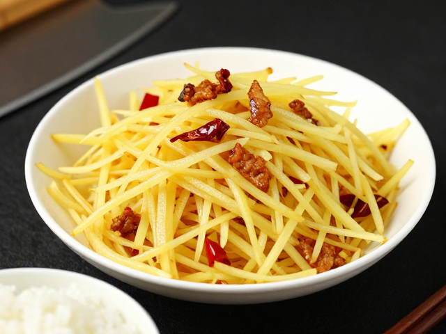 酸辣土豆丝怎么炒才脆？搭配炝锅炸肉与米饭绝配