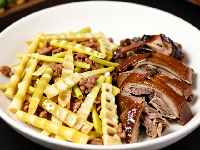 竹笋炒肉与樟茶鸭的风味互补