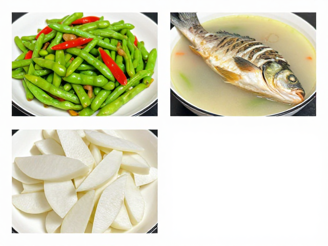 家常味食材，泡萝卜炒四季豆，搭配鲫鱼汤鲜掉眉毛