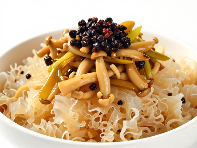 豆豉榨菜拌菌菇银耳，焯水去腥是关键，鲜掉眉毛
